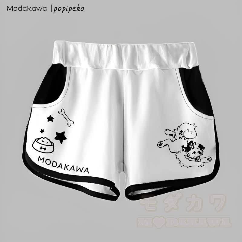 MODAKAWA X popipeko Gradient Playful Puppy Graphic Shorts - Weiß - 5XL - image 6