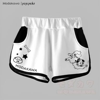MODAKAWA X popipeko Gradient Playful Puppy Graphic Shorts - Weiß - 5XL - image 6