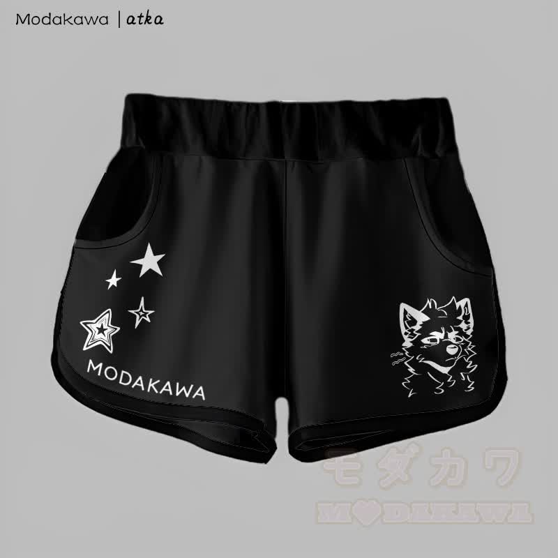 MODAKAWA X atka Gradient Cheeky Fox Graphic Shorts - Schwarz - 5XL - image 7