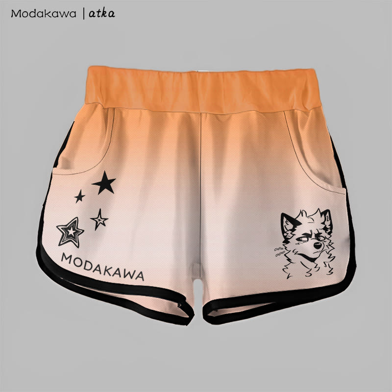 MODAKAWA X atka Gradient Cheeky Fox Graphic Shorts - Orange - 5XL - image 1