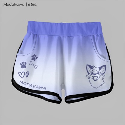 MODAKAWA X atka Gradient Cheerful Fox Graphic Shorts - Blue - 5XL - image 1