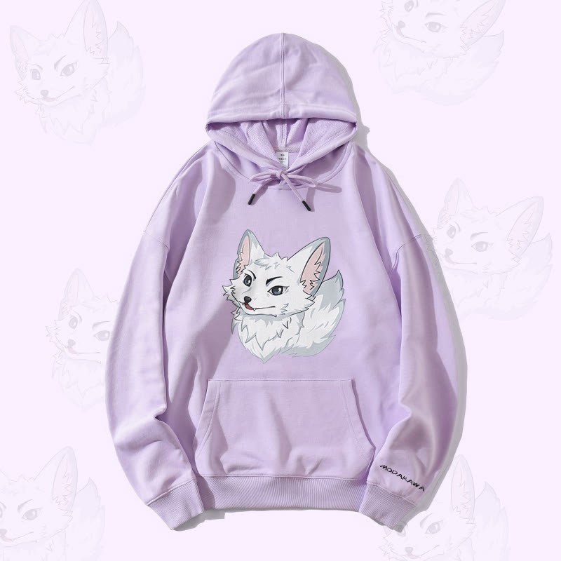 MODAKAWA Arctic Fox Graphic Streetwear Pullover Hoodie - Purple - 5XL - image 1