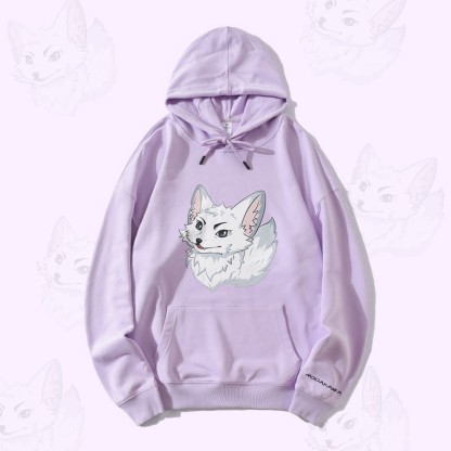MODAKAWA Arctic Fox Graphic Streetwear Pullover Hoodie - Purple - 5XL - image 1