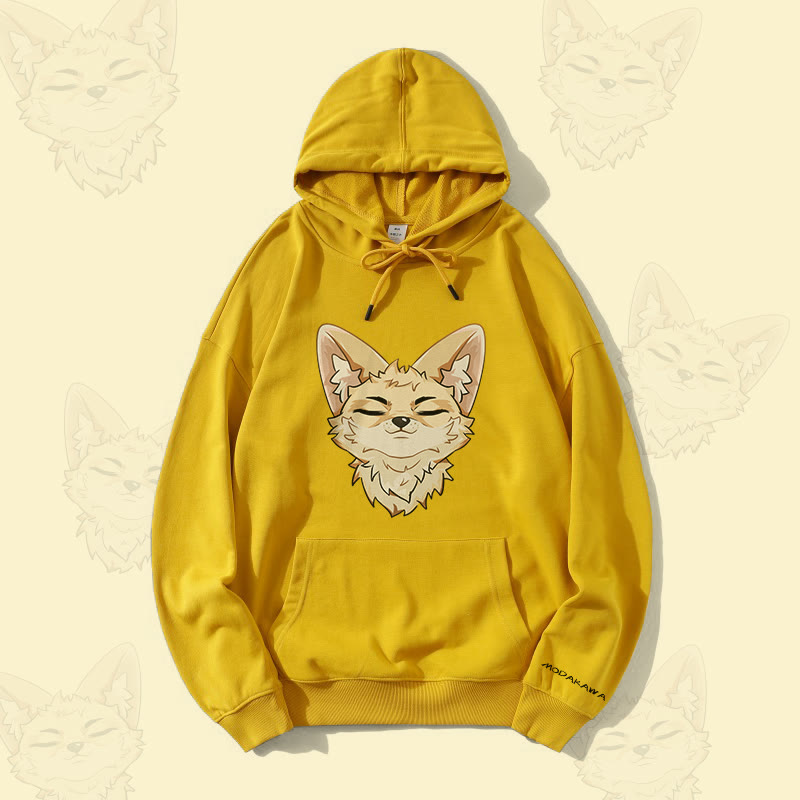 MODAKAWA Corsac Fox Graphic Streetwear Pullover Hoodie - Yellow - 5XL - image 1