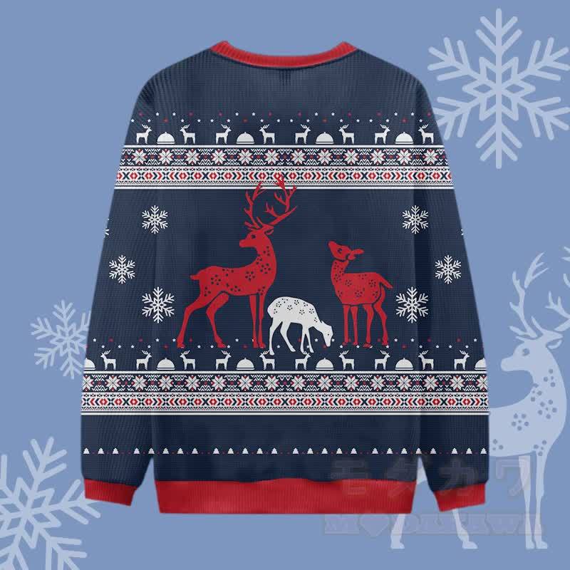 MODAKAWA Weihnachtspullover mit Elch- und Schneeflockenmotiv - image 2