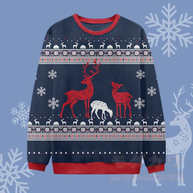 MODAKAWA Weihnachtspullover mit Elch- und Schneeflockenmotiv - Purpurblau - 4XL - image 1