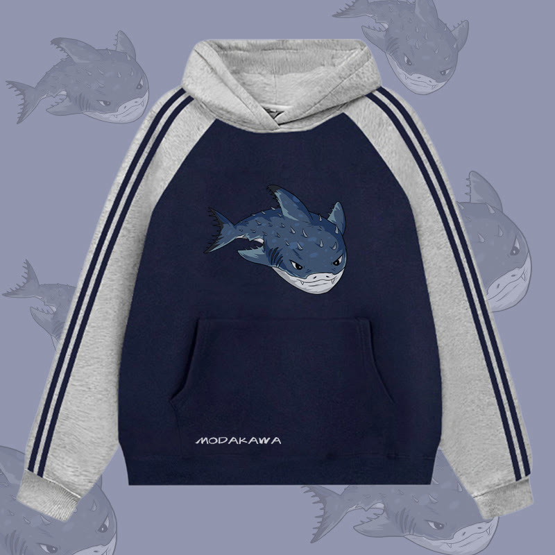 MODAKAWA Spurdog Shark Graphic Farben Block Fleece Lined Hoodie - Purplish Blue - 2XL - image 1
