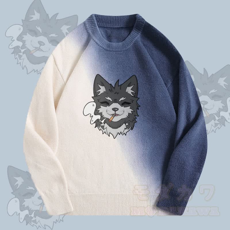 MODAKAWA Koda Smoking Gradient Strickpullover - Blau - 2XL - image 1