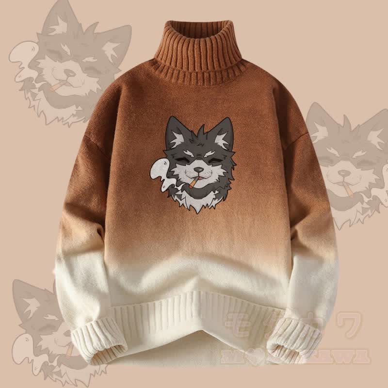 MODAKAWA Koda Smoking Gradient Strick-Rollkragenpullover - Khaki - 4XL - image 2