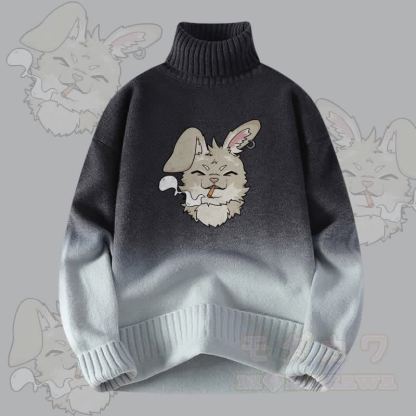 MODAKAWA Nabi Smoking Gradient Strick-Rollkragenpullover - Dunkelgrau - 4XL - image 3