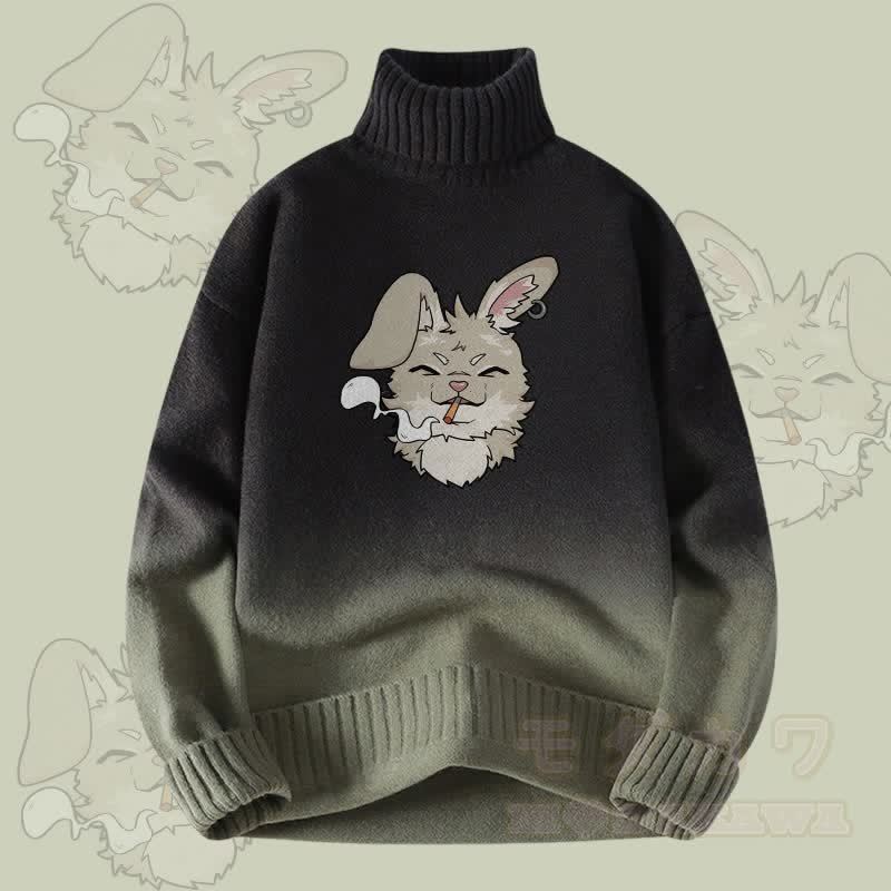 MODAKAWA Nabi Smoking Gradient Strick-Rollkragenpullover - Grün - 4XL - image 1