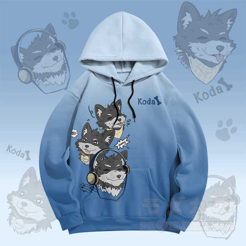 MODAKAWA Fröhlicher Koda Welpen-Pullover-Hoodie - Blau - 5XL - image 1