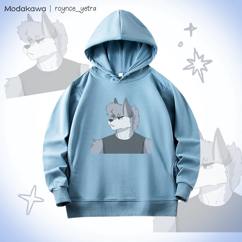 MODAKAWA X roynce_yetra Roy Frowns Grafik-Baumwollhoodie mit Seitentaschen - Blue - 4XL - image 1