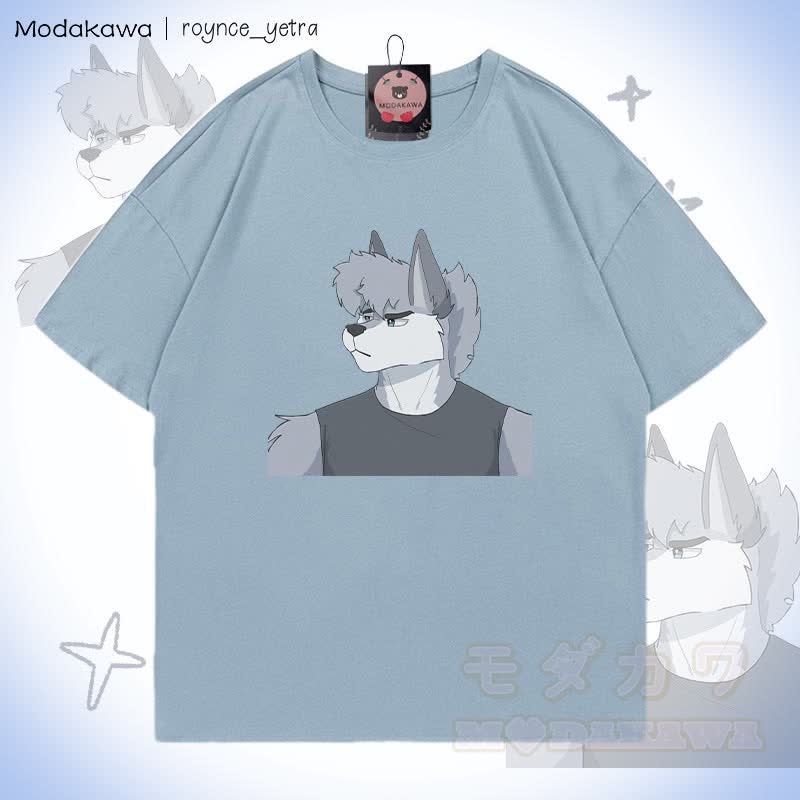 MODAKAWA X roynce_yetra Roy Frowns Grafik-T-Shirt - Graublau - 5XL - image 1