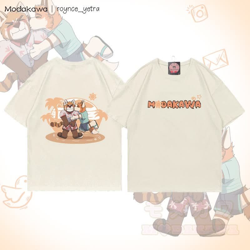 MODAKAWA X roynce_yetra Anderson Kisses Felipe Grafik-T-Shirt - Beige A - 5XL - image 1