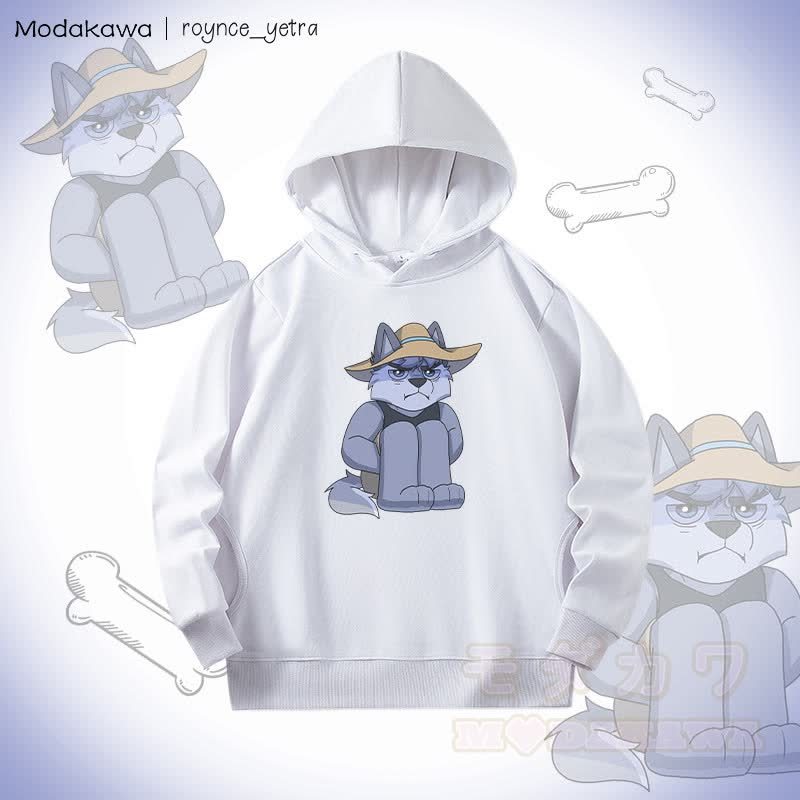 MODAKAWA X roynce_yetra Unhappy Roy Grafik-Baumwollhoodie mit Seitentaschen - Weiß - 5XL - image 2