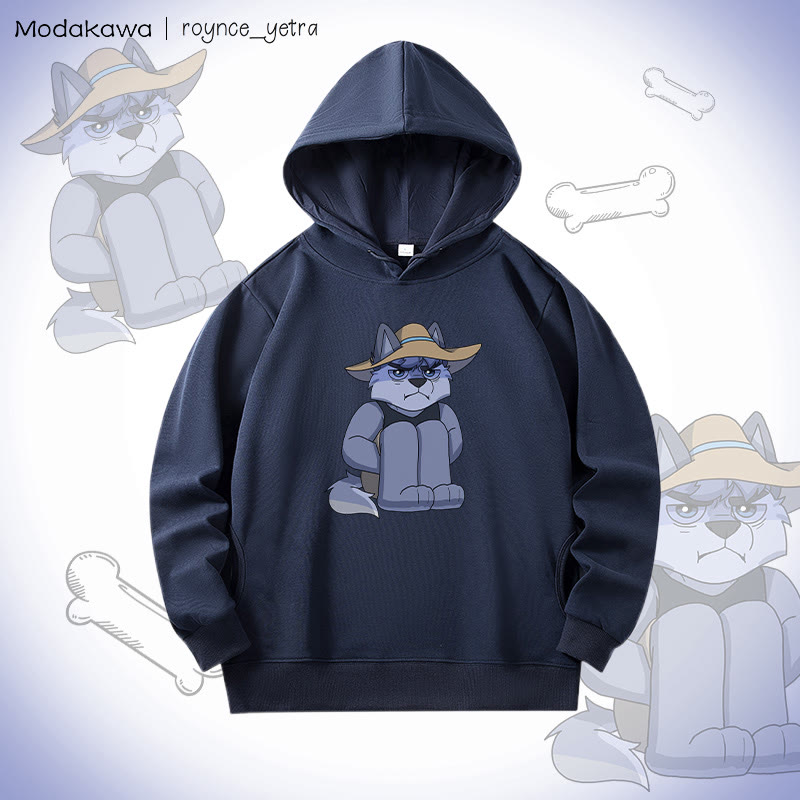 MODAKAWA X roynce_yetra Unhappy Roy Grafik-Baumwollhoodie mit Seitentaschen - Purplish Blue - 4XL - image 1