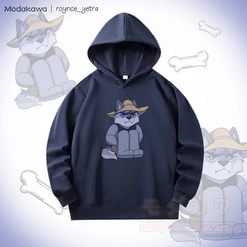 MODAKAWA X roynce_yetra Unhappy Roy Grafik-Baumwollhoodie mit Seitentaschen - Purpurblau - 5XL - image 1