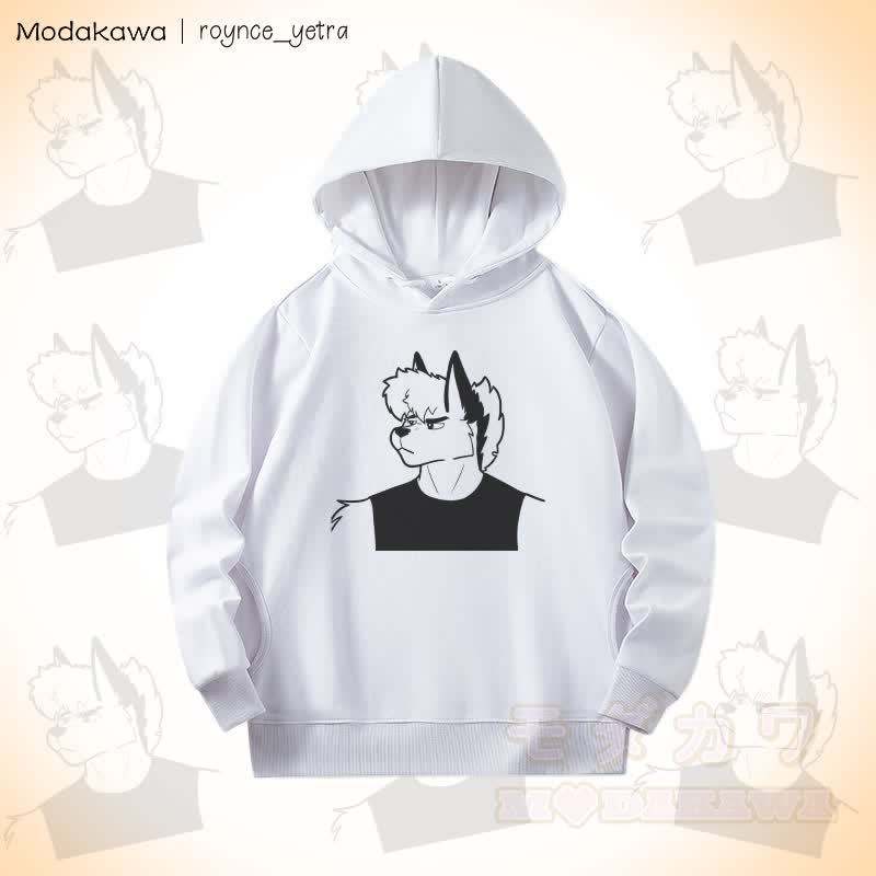 MODAKAWA X roynce_yetra Roy Frowns Grafik-Baumwollhoodie mit Seitentaschen - Weiß - 5XL - image 2