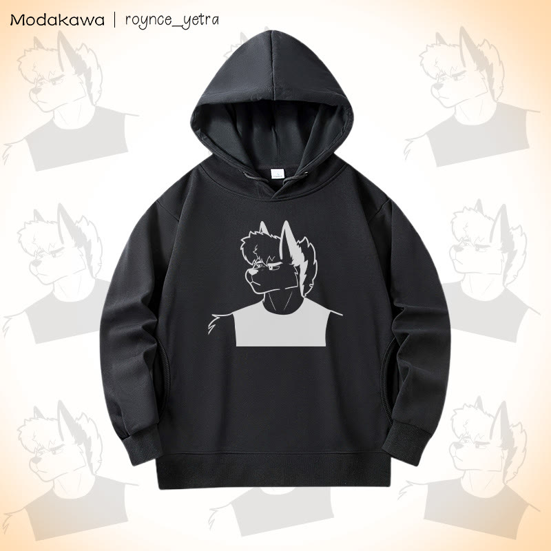 MODAKAWA X roynce_yetra Roy Frowns Grafik-Baumwollhoodie mit Seitentaschen - Black - 4XL - image 1
