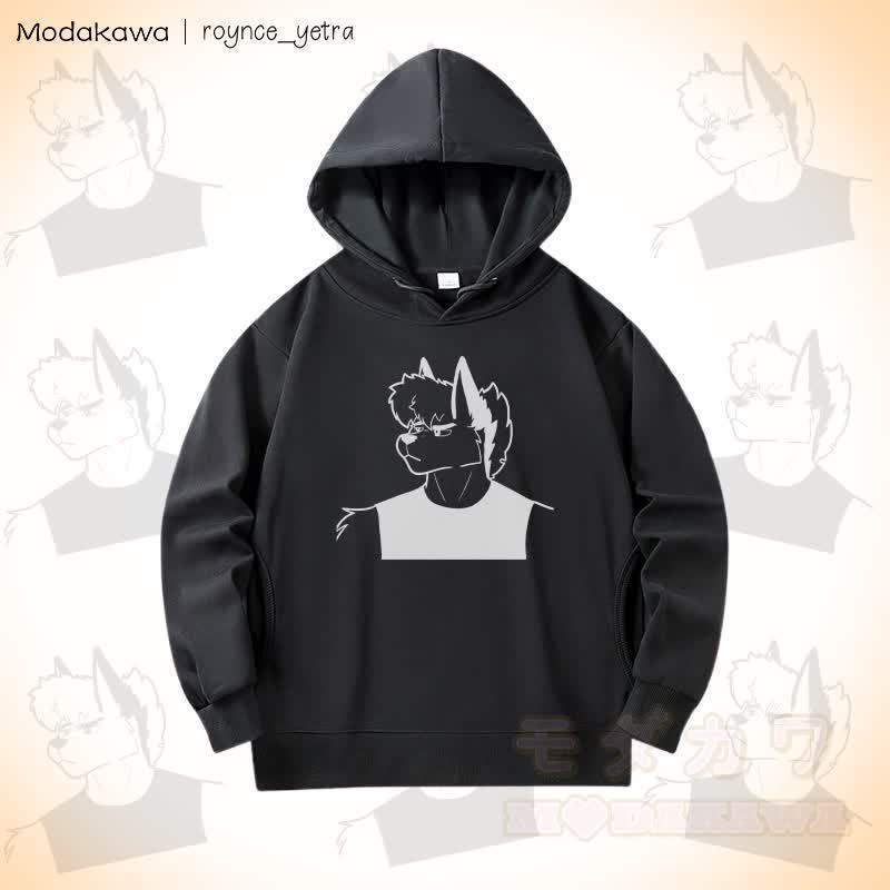 MODAKAWA X roynce_yetra Roy Frowns Grafik-Baumwollhoodie mit Seitentaschen - Schwarz - 5XL - image 1