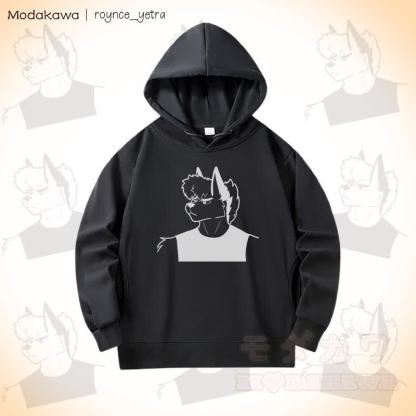 MODAKAWA X roynce_yetra Roy Frowns Grafik-Baumwollhoodie mit Seitentaschen - Schwarz - 5XL - image 1