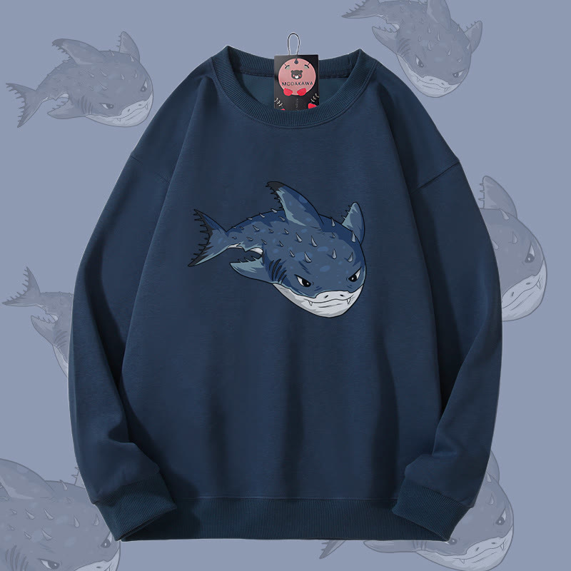 MODAKAWA Spurdog Shark Graphic Unisex Sweatshirt - Purplish Blue - 5XL - image 1