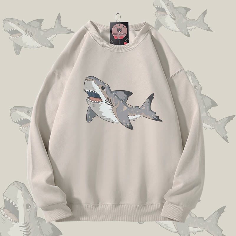 MODAKAWA Unisex-Sweatshirt mit Sixgill Shark Grafik - Light Beige - 5XL - image 1