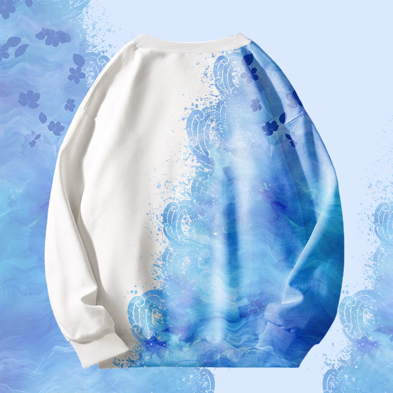 MODAKAWA Unisex-Sweatshirt mit Meereswellen-Farbverlauf und Allover-Print - image 2