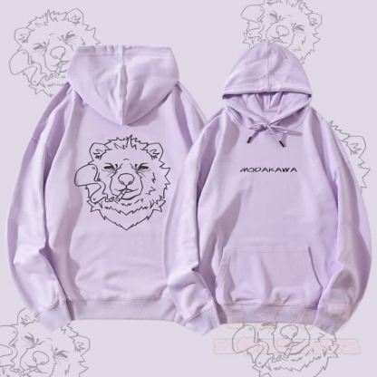 MODAKAWA Smoking Bear Grafik Streetwear Pullover Hoodie - Lila - 5XL - image 2