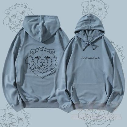MODAKAWA Smoking Bear Grafik Streetwear Pullover Hoodie - Staubiges Blau - 5XL - image 1
