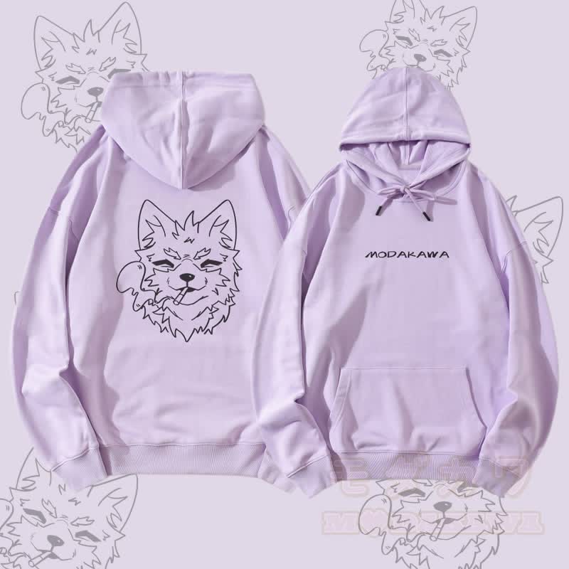 MODAKAWA Koda Smoking Graphic Streetwear Pullover Hoodie - Lila - 5XL - image 1
