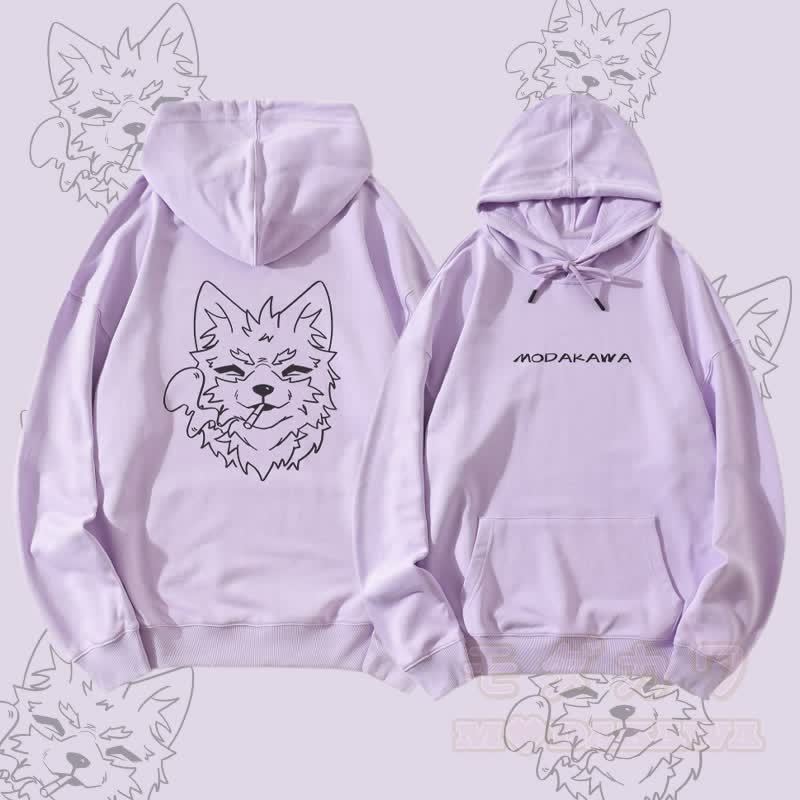 MODAKAWA Koda Smoking Graphic Streetwear Pullover Hoodie - Lila - 5XL - image 1