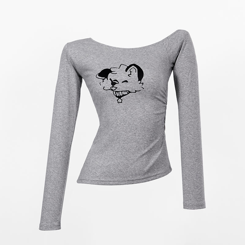 MODAKAWA X popipeko Puppy Graphic Off The Shoulder Top - image 1