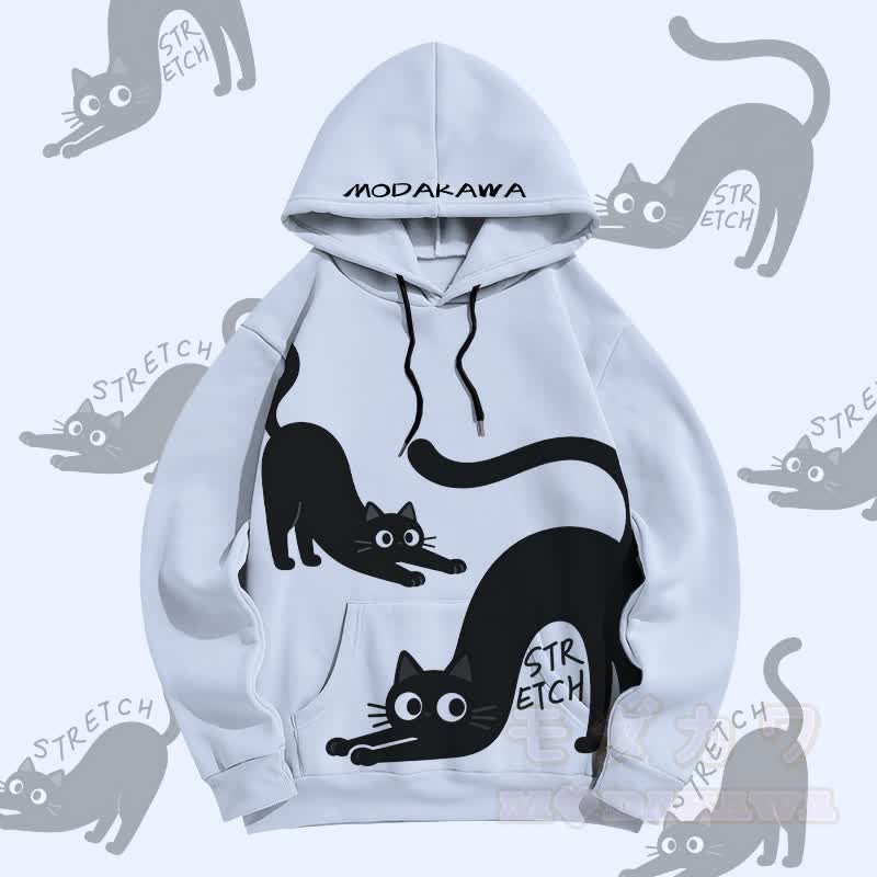 MODAKAWA Stretching Black Cat Graphic All Over Print Pullover Hoodie - Blau - 5XL - image 1