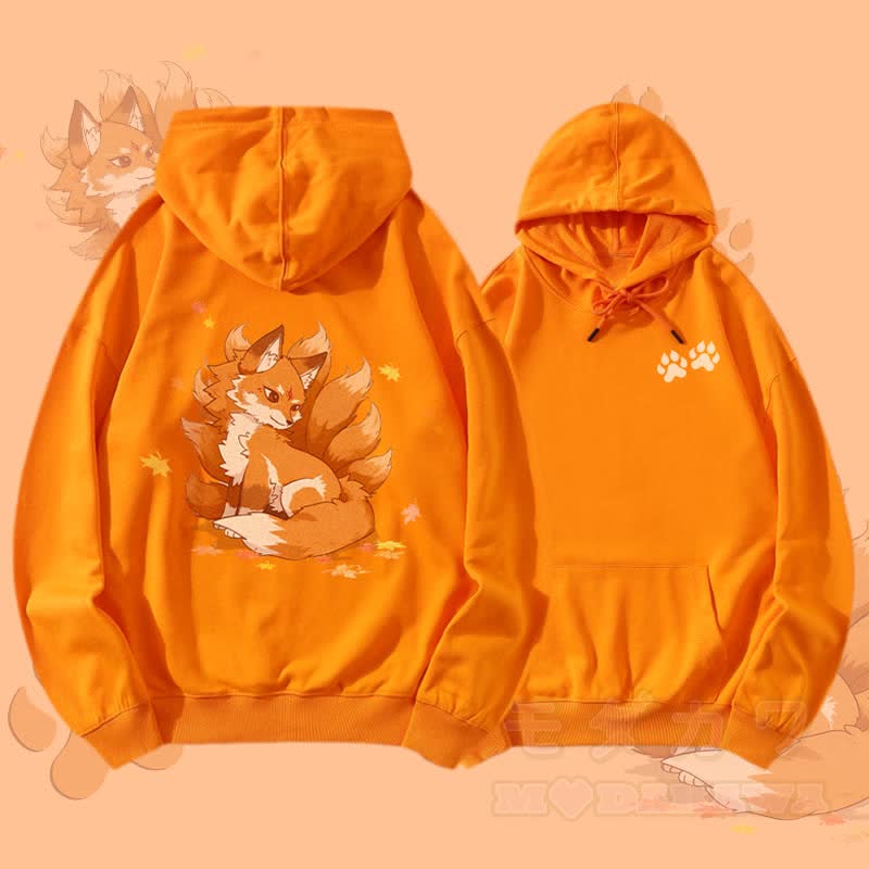 MODAKAWA Herbst-Streetwear-Pullover-Hoodie mit neunschwänzigem Fuchs-Motiv - Orange - 5XL - image 2