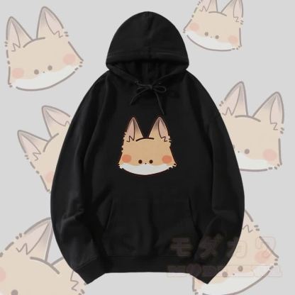 MODAKAWA Streetwear Pullover Hoodie mit lächelndem Fuchs-Motiv - Schwarz - 5XL - image 1
