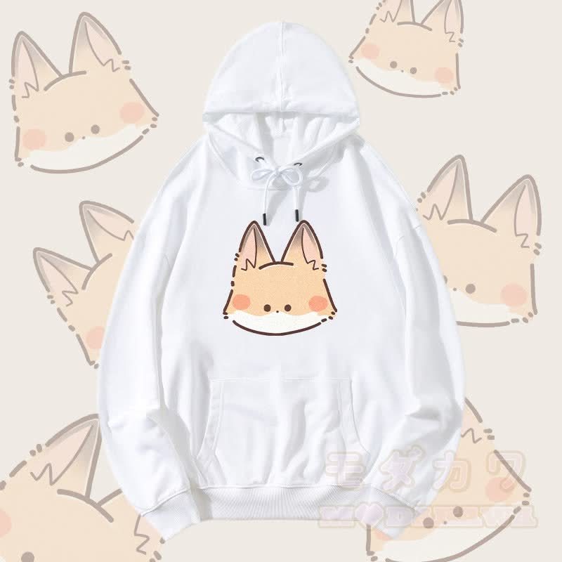 MODAKAWA Streetwear Pullover Hoodie mit lächelndem Fuchs-Motiv - Weiß - 5XL - image 2