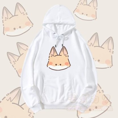 MODAKAWA Streetwear Pullover Hoodie mit lächelndem Fuchs-Motiv - Weiß - 5XL - image 2