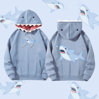 MODAKAWA Sixgill Shark Graphic Pocketed Hoodie - Blue - 2XL - image 1