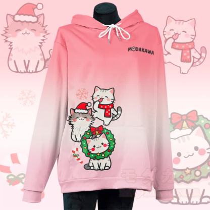 MODAKAWA Weihnachtspullover mit Katzenmotiv und Allover-Print - Rosa - 5XL - image 2