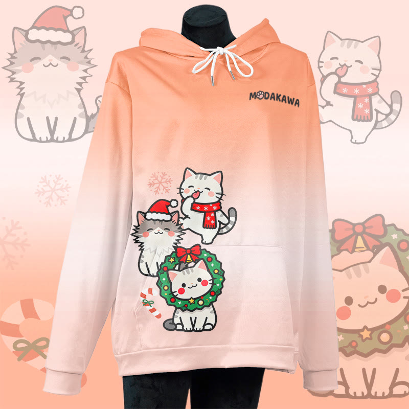 MODAKAWA Weihnachtspullover mit Katzenmotiv und Allover-Print - Orange - 8XL - image 1