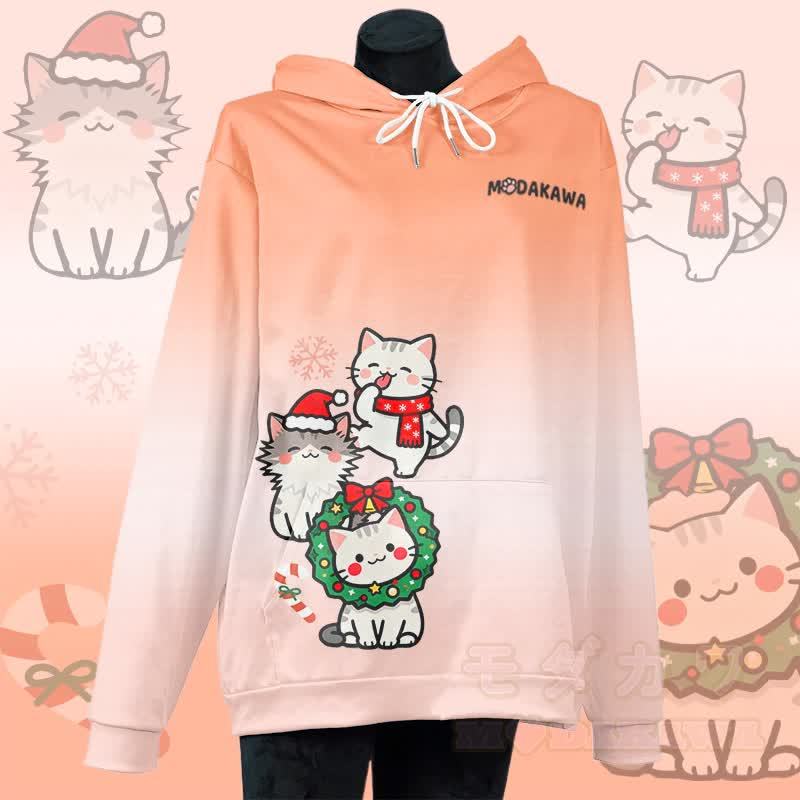 MODAKAWA Weihnachtspullover mit Katzenmotiv und Allover-Print - Orange - 5XL - image 1
