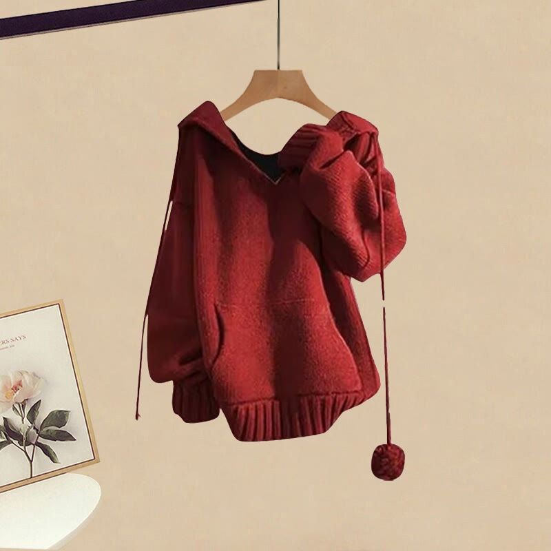 Strickpullover mit Taschen, karierter Rock, passendes Outfit - Sweater - XL - image 2