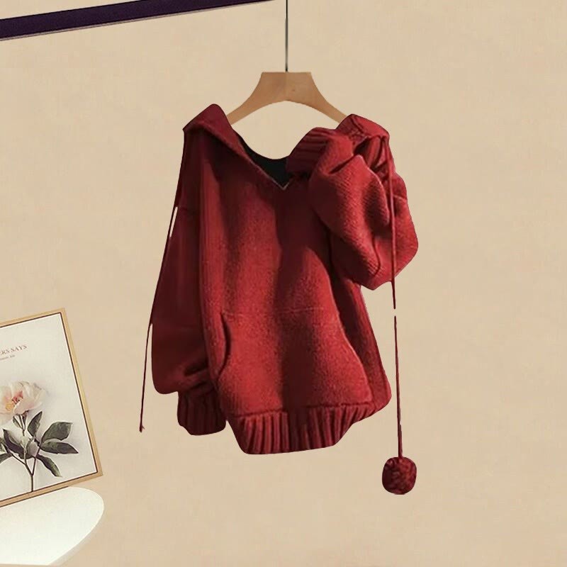 Strickpullover mit Taschen, karierter Rock, passendes Outfit - Sweater - XL - image 2