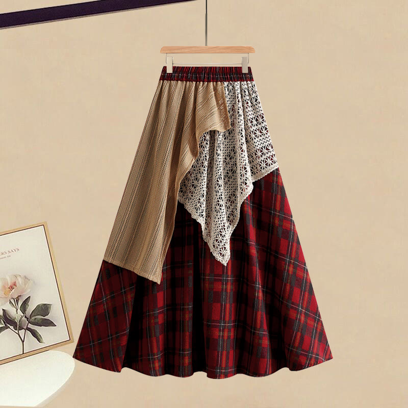 Strickpullover mit Taschen, karierter Rock, passendes Outfit - Skirt - XL - image 3