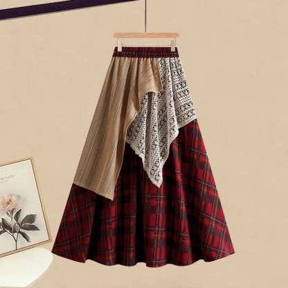 Strickpullover mit Taschen, karierter Rock, passendes Outfit - Skirt - XL - image 3