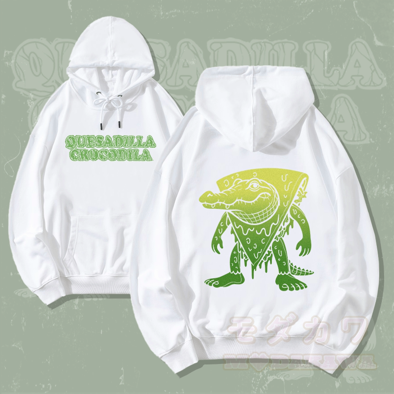 MODAKAWA Quesadilla Krokodil Grafik Streetwear Pullover Hoodie - Weiß - 5XL - image 2