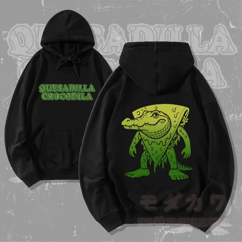 MODAKAWA Quesadilla Krokodil Grafik Streetwear Pullover Hoodie - Schwarz - 5XL - image 1