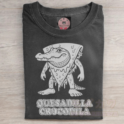 MODAKAWA Quesadilla Krokodil Grafik Unisex Vintage Washed T-Shirt - Schwarz - 5XL - image 1